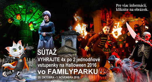Súťaž o 4x po 2 vstupenky na Halloween vo Familyparku